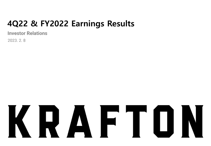 Cover of KRAFTON 4Q22 & FY2022 Earnings Results