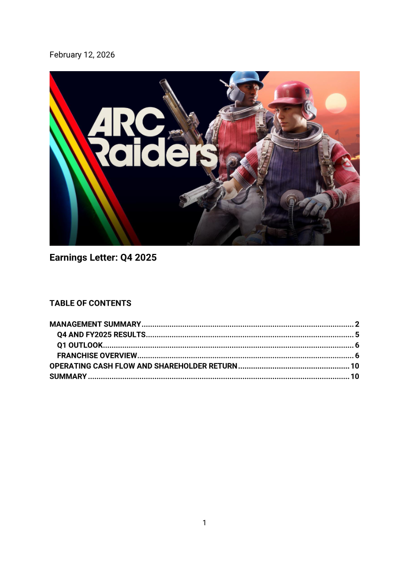 Cover of Nexon Q4 2025 Earnings Letter