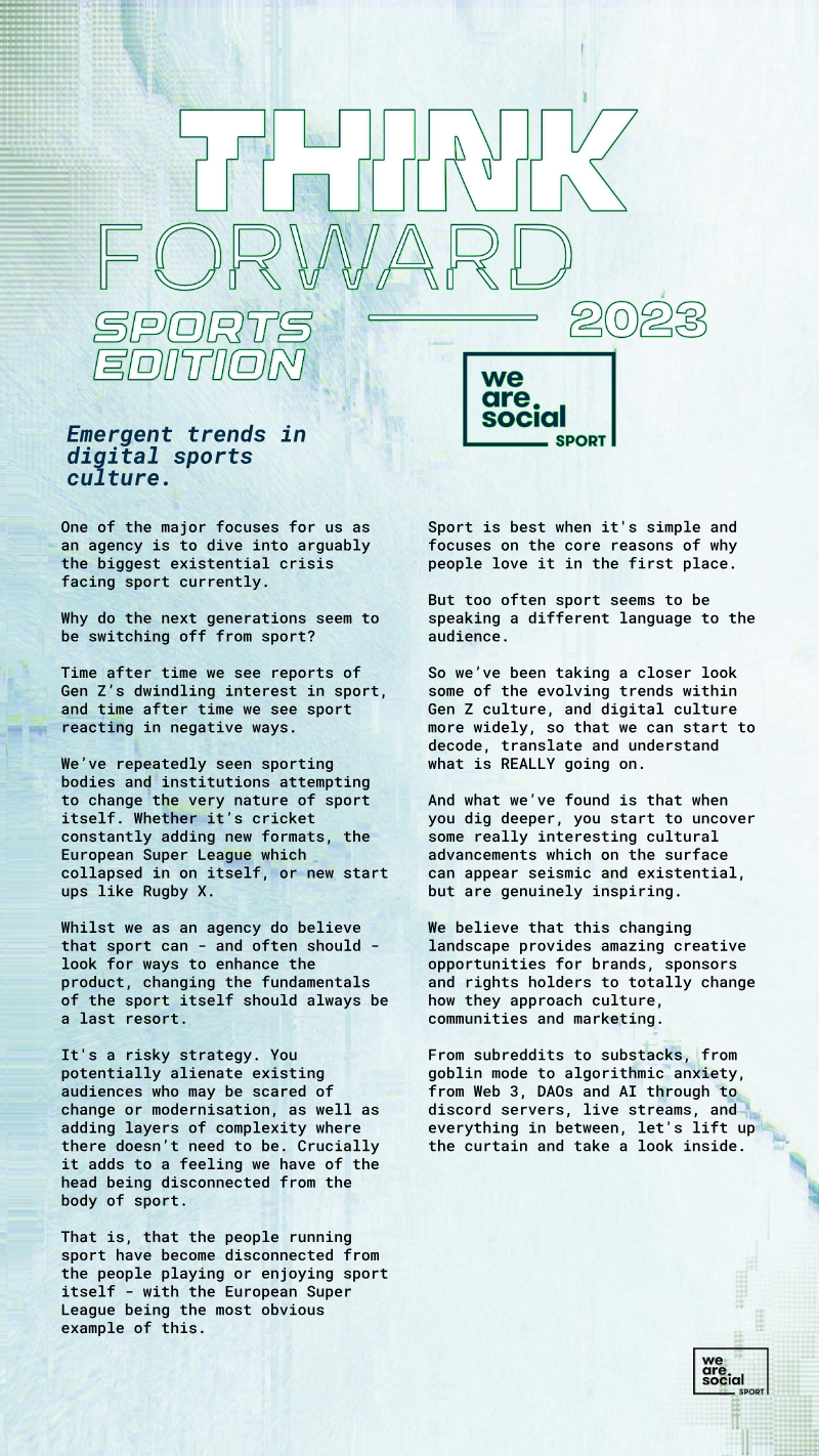 Cover of Think Forward: Sports Edition 2023