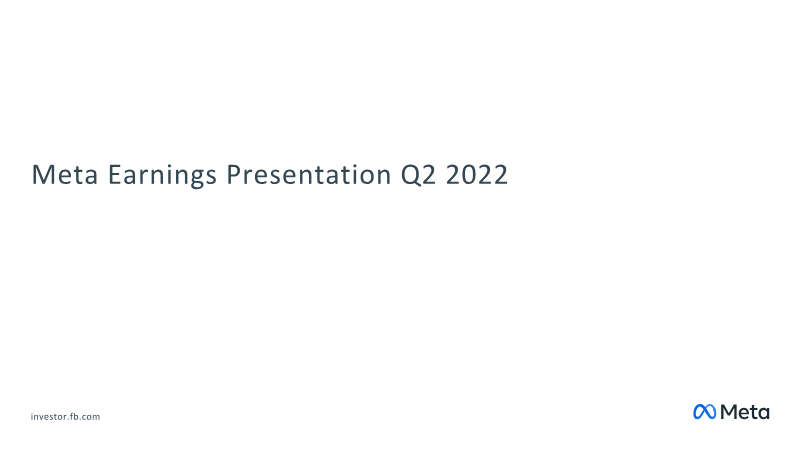 Cover of Meta Earnings Presentation: Q2 2022