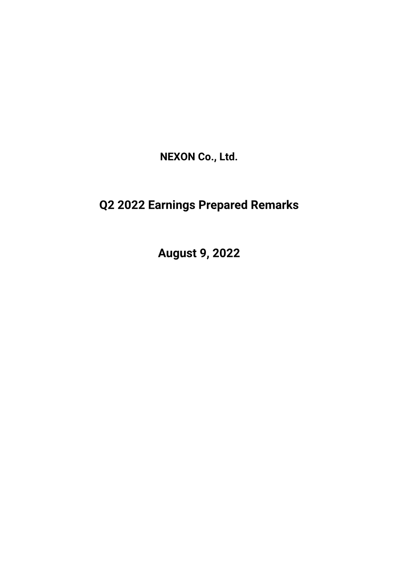 Cover of Q2 2022 Earnings Prepared Remarks