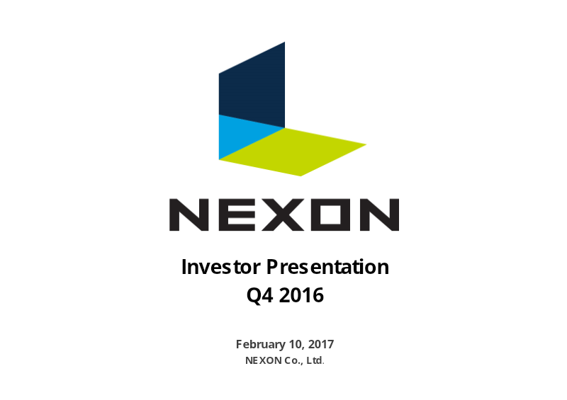 Cover of Nexon Q4 2016 Investor Presentation