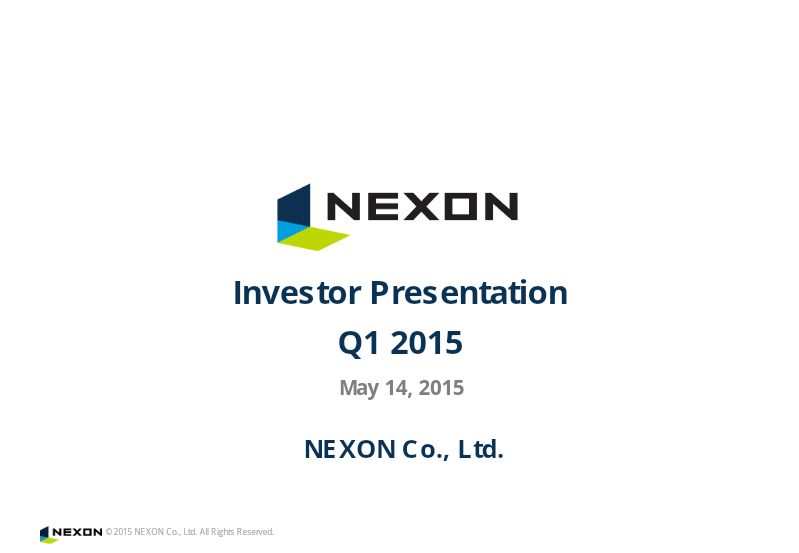 Cover of Nexon Q1 2015 Investor Presentation