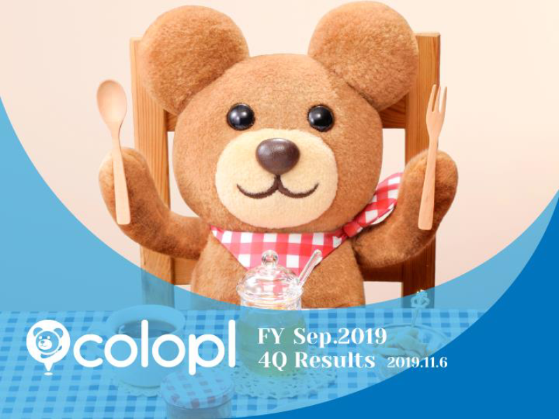 Cover of COLOPL 4Q FY September 2019 Financial Results