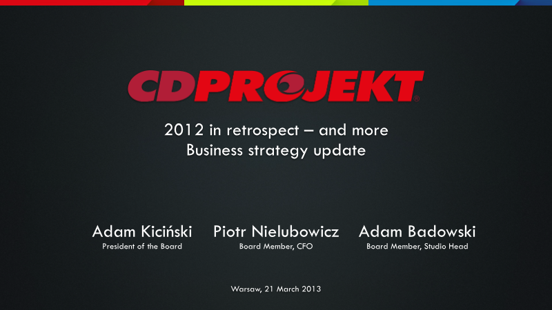 Cover of CD PROJEKT Group: 2012 in Retrospect and Business Strategy Update