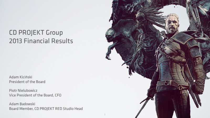 Cover of CD PROJEKT Group 2013 Financial Results