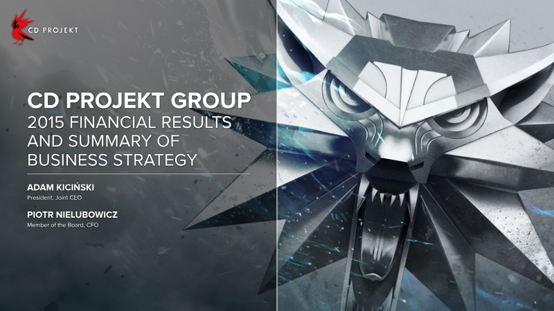 Cover of CD PROJEKT Group: 2015 Financial Results and Business Strategy