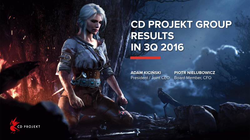Cover of CD Projekt Group Results in 3Q 2016