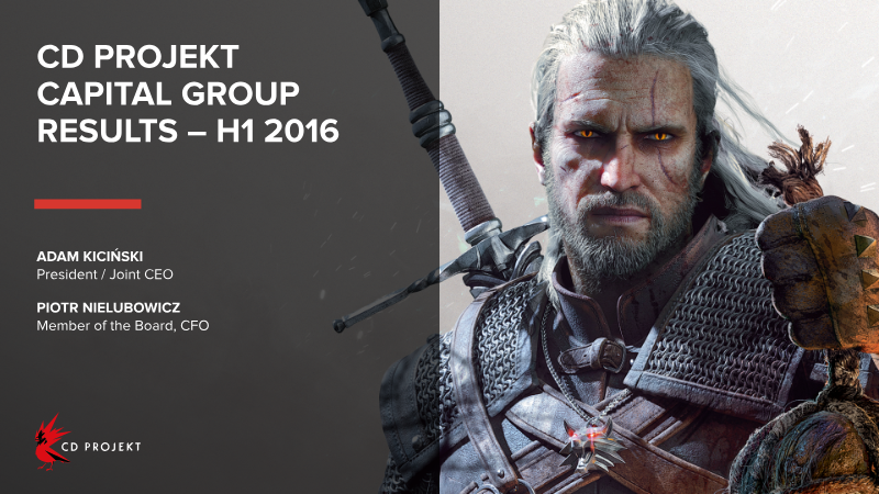 Cover of CD PROJEKT Capital Group Financial Results: H1 2016
