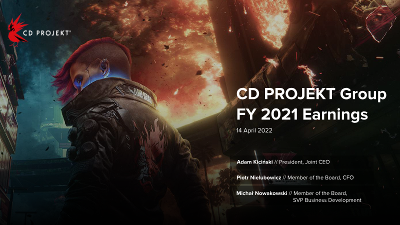 Cover of CD PROJEKT Group FY 2021 Earnings Presentation