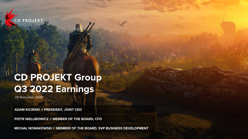 Cover of CD PROJEKT Group Q3 2022 Earnings Presentation