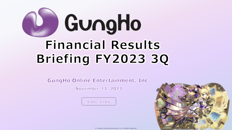 Cover of GungHo Online Entertainment Financial Results: FY2023 3Q