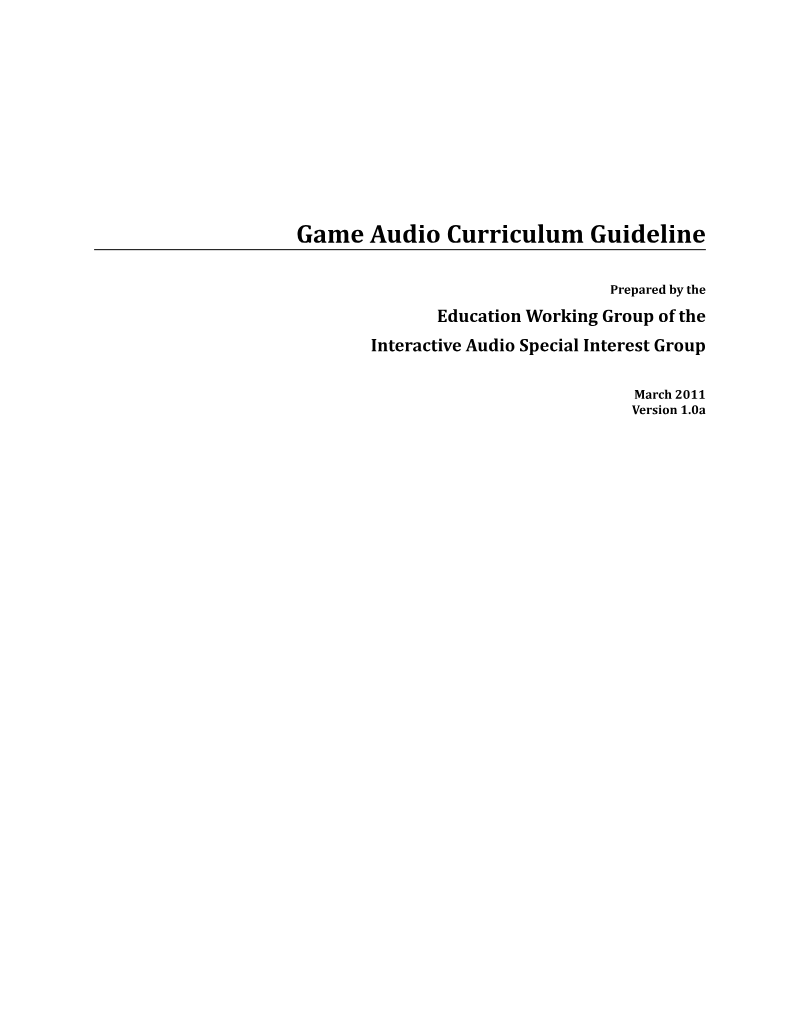 Cover of Game Audio Curriculum Guideline