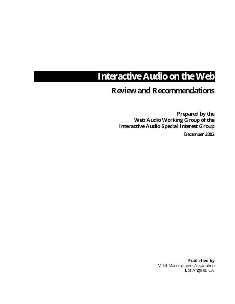 Cover of Interactive Audio on the Web: Review and Recommendations