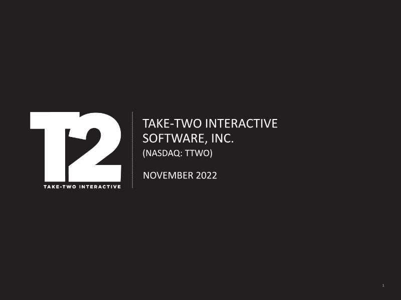 Cover of Take-Two Interactive Investor Presentation: November 2022