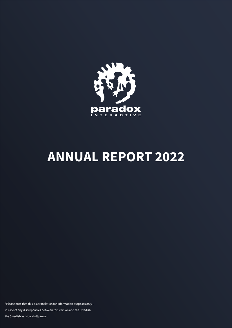 Cover of Paradox Interactive Annual Report 2022