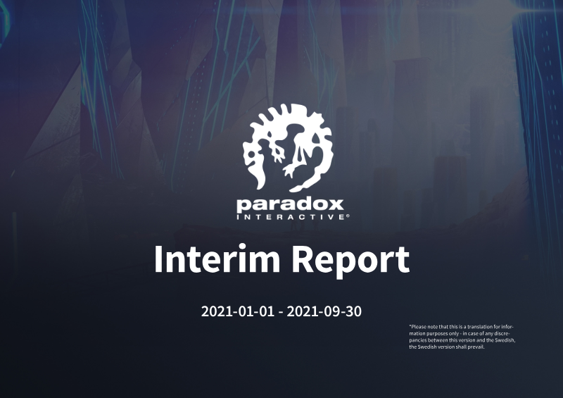 Cover of Paradox Interactive Interim Report: January–September 2021