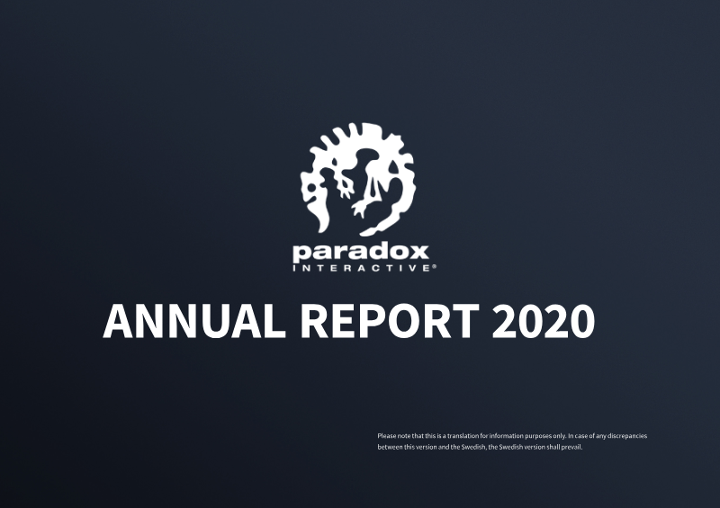 Cover of Paradox Interactive Annual Report 2020