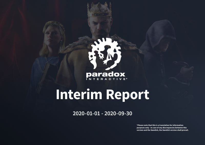 Cover of Paradox Interactive Interim Report: January–September 2020