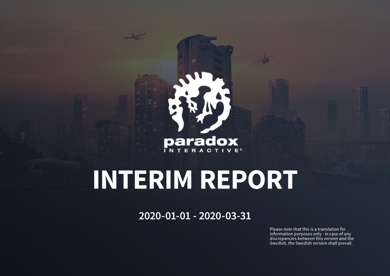 Cover of Paradox Interactive Interim Report: January – March 2020
