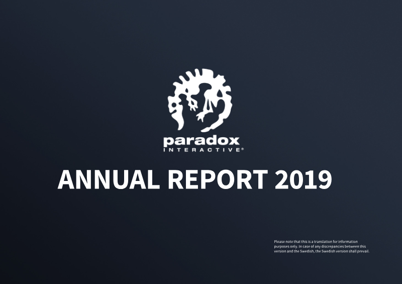 Cover of Paradox Interactive Annual Report 2019