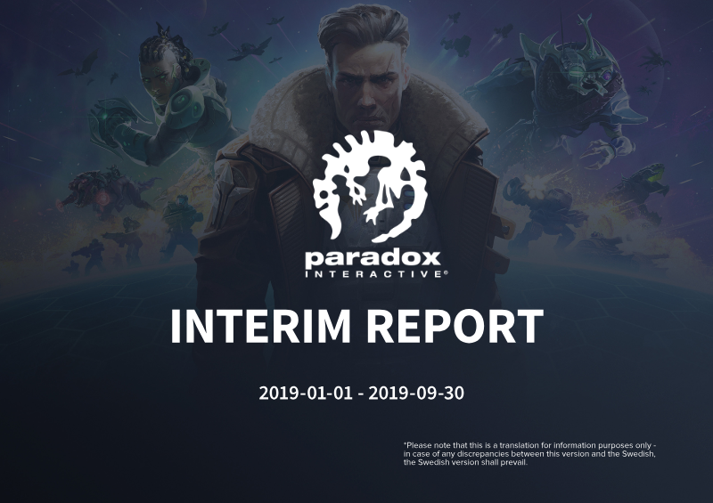 Cover of Paradox Interactive Interim Report: January – September 2019