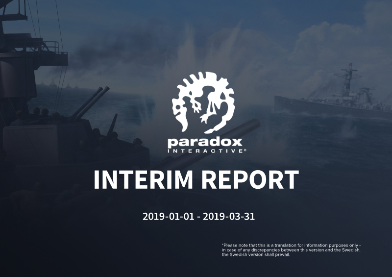 Cover of Paradox Interactive Interim Report: January – March 2019