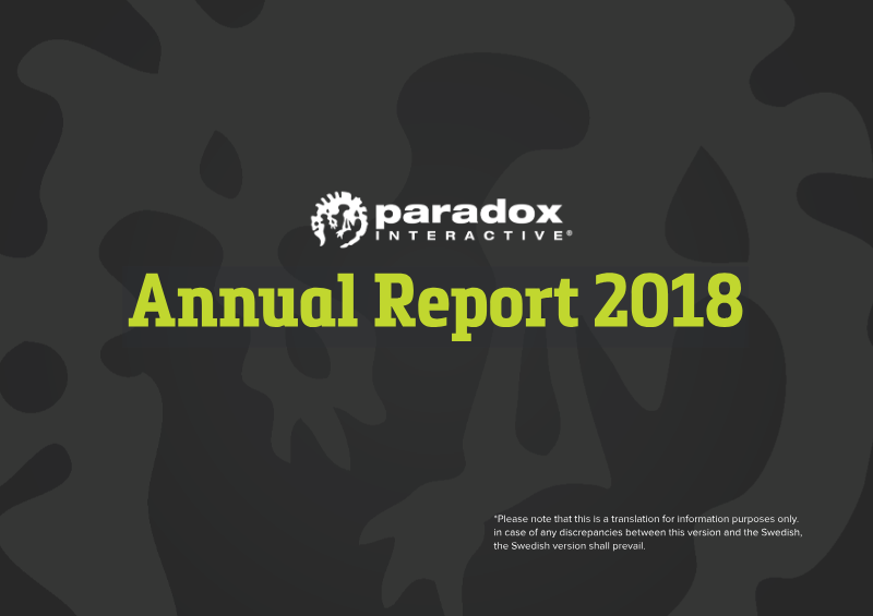 Cover of Paradox Interactive Annual Report 2018