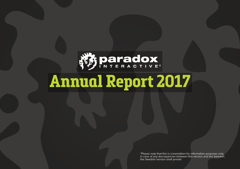 Cover of Paradox Interactive Annual Report 2017