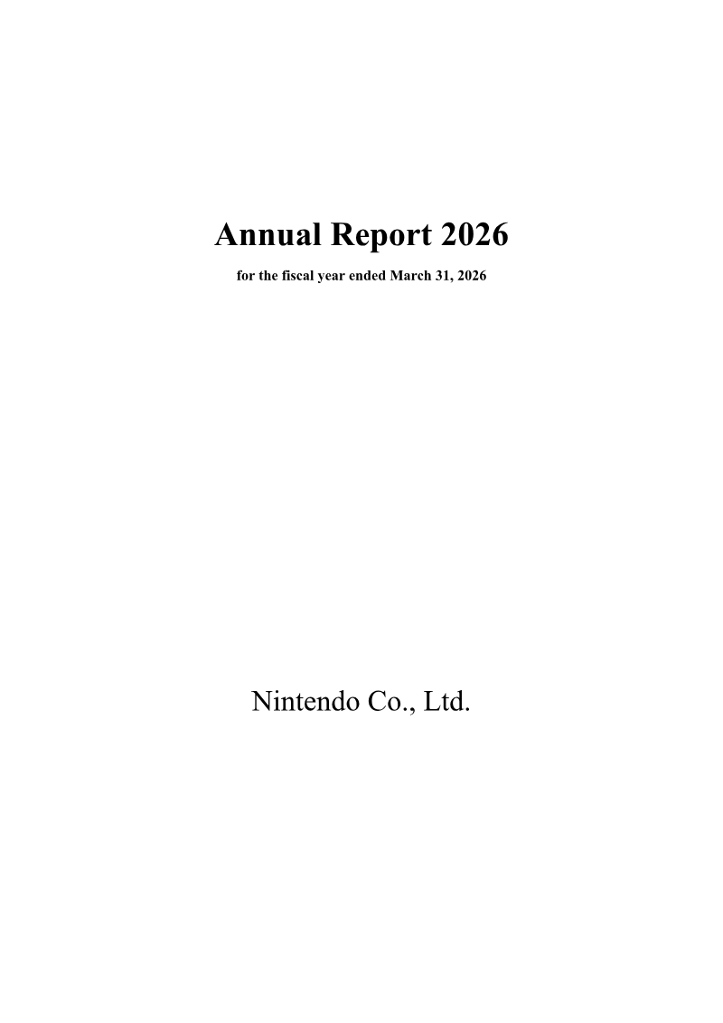Cover of Nintendo Annual Report 2026
