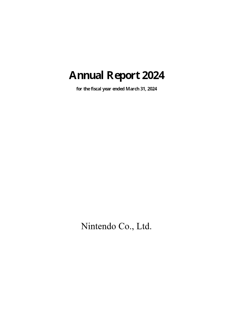 Cover of Nintendo Annual Report 2024