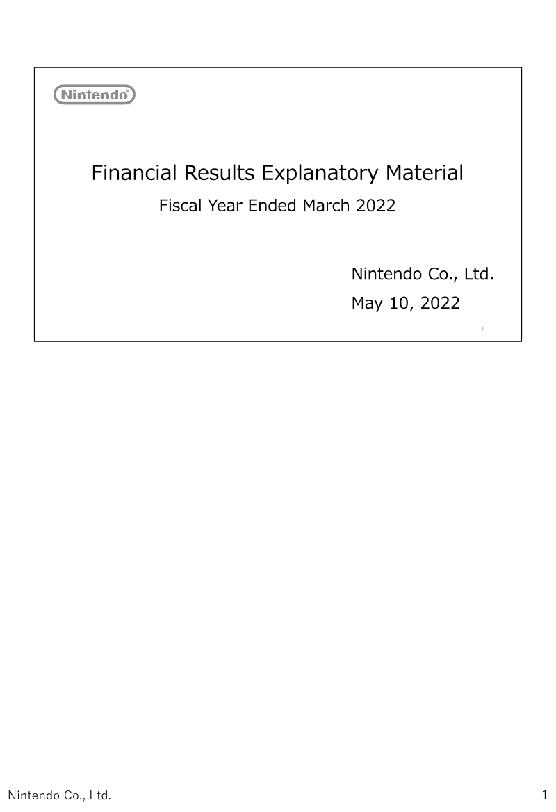 Cover of Financial Results Explanatory Material: Fiscal Year Ended March 2022