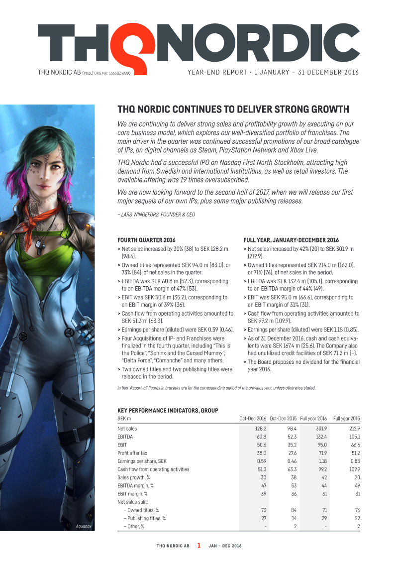 Cover of THQ Nordic Year-End Report: 2016