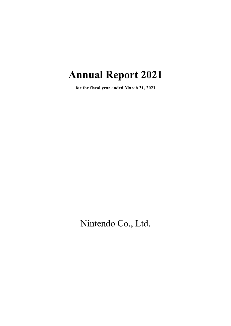 Cover of Nintendo Annual Report 2021