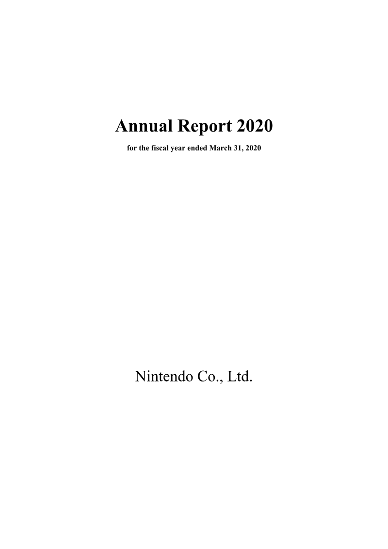 Cover of Nintendo Annual Report 2020