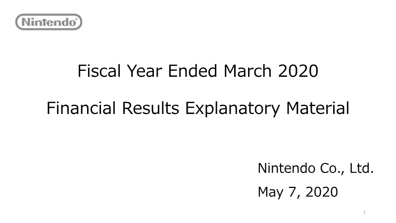 Cover of Nintendo Financial Results: Fiscal Year Ended March 2020