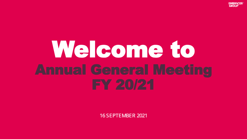 Cover of Annual General Meeting FY 20/21: Presentation