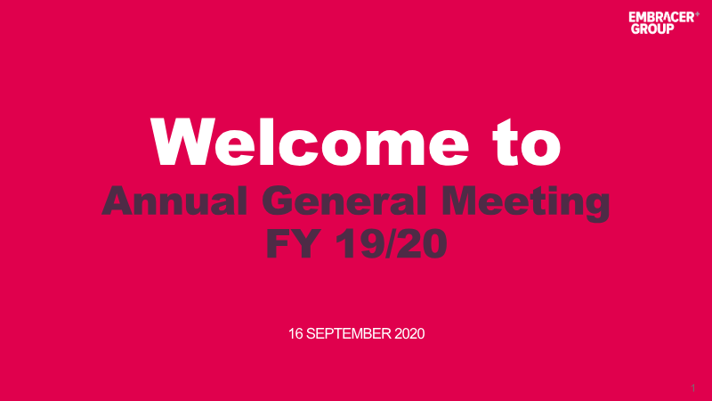 Cover of Annual General Meeting FY 19/20: Presentation