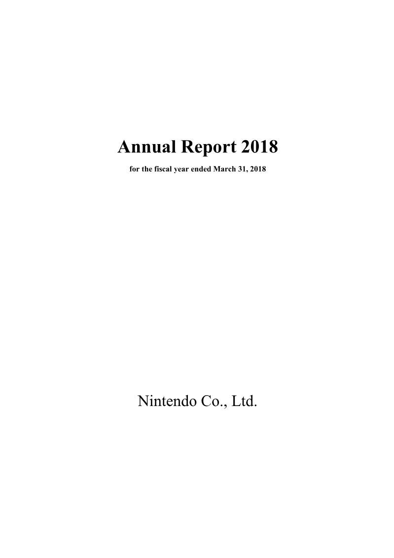 Cover of Nintendo Annual Report 2018