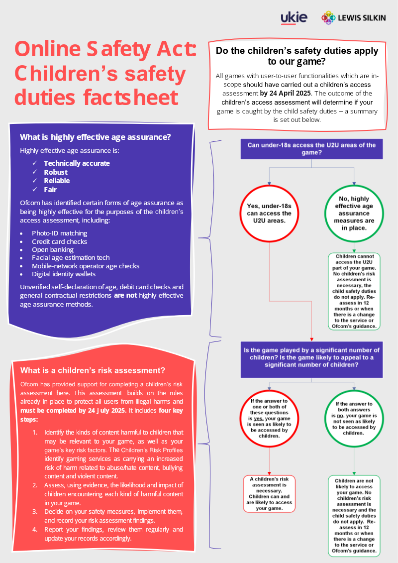 Cover of Online Safety Act: Children's Safety Duties Factsheet