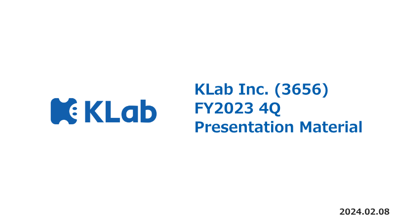 Cover of KLab FY2023 4Q Financial Results Presentation
