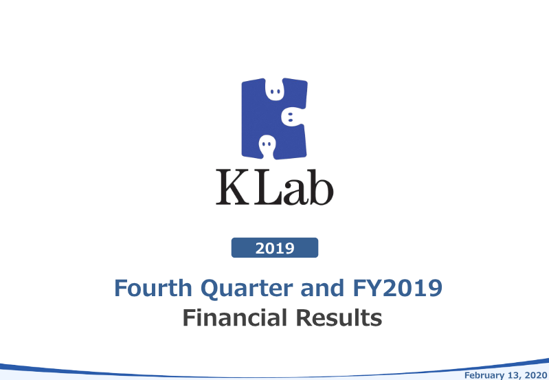 Cover of KLab FY2019 Financial Results