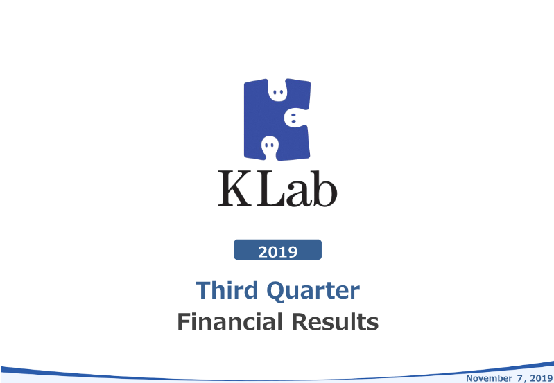 Cover of KLab Q3 2019 Financial Results