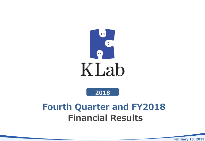 Cover of KLab FY2018 Financial Results
