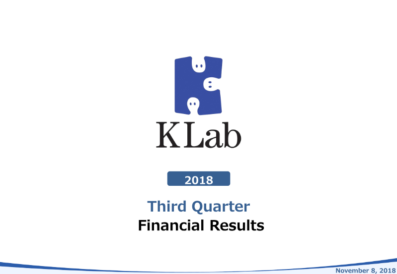 Cover of KLab Q3 2018 Financial Results