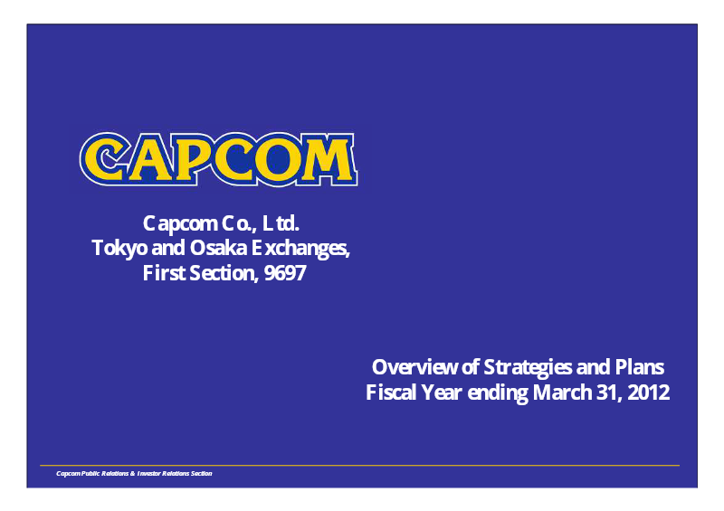 Cover of Overview of Strategies and Plans: Fiscal Year Ending March 31, 2012