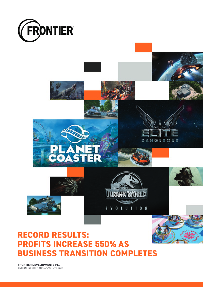 Cover of Frontier Developments Annual Report and Accounts 2017