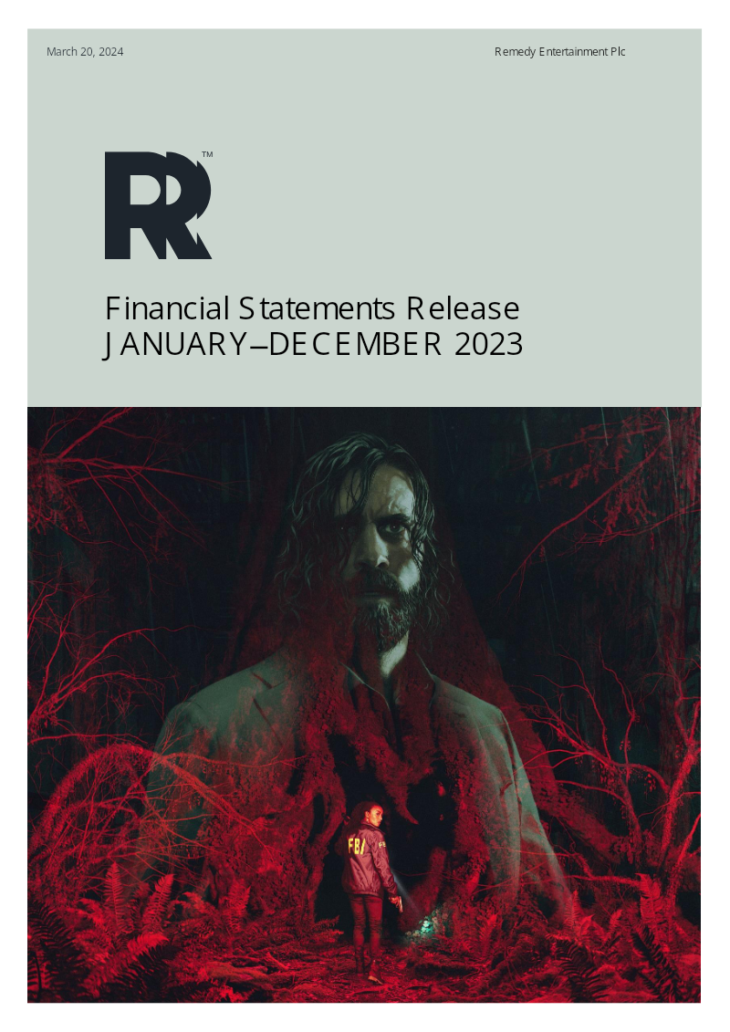 Cover of Remedy Entertainment Financial Statements Release 2023