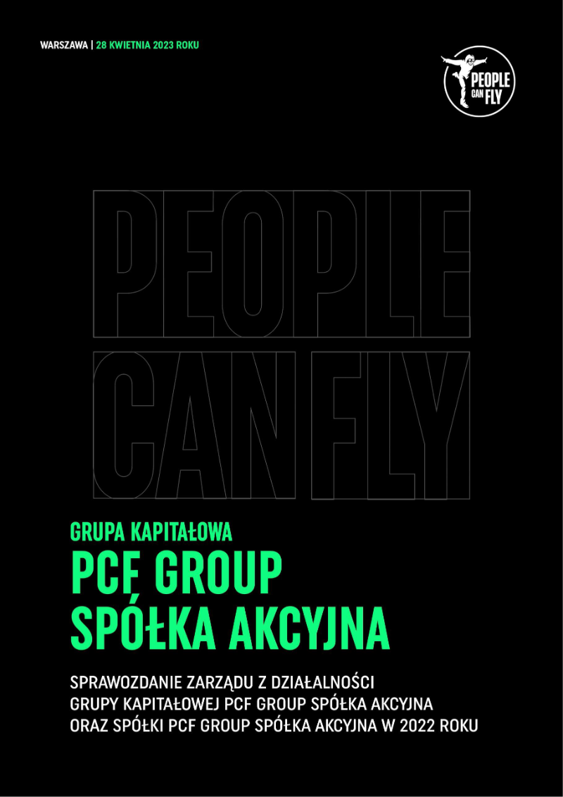 Cover of Report on Operations of the Capital Group and PCF Group S.A. in 2022