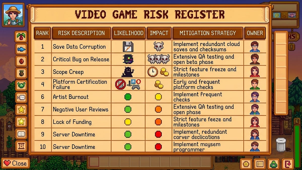 Cover of Risk Registers for Indie Game Studios